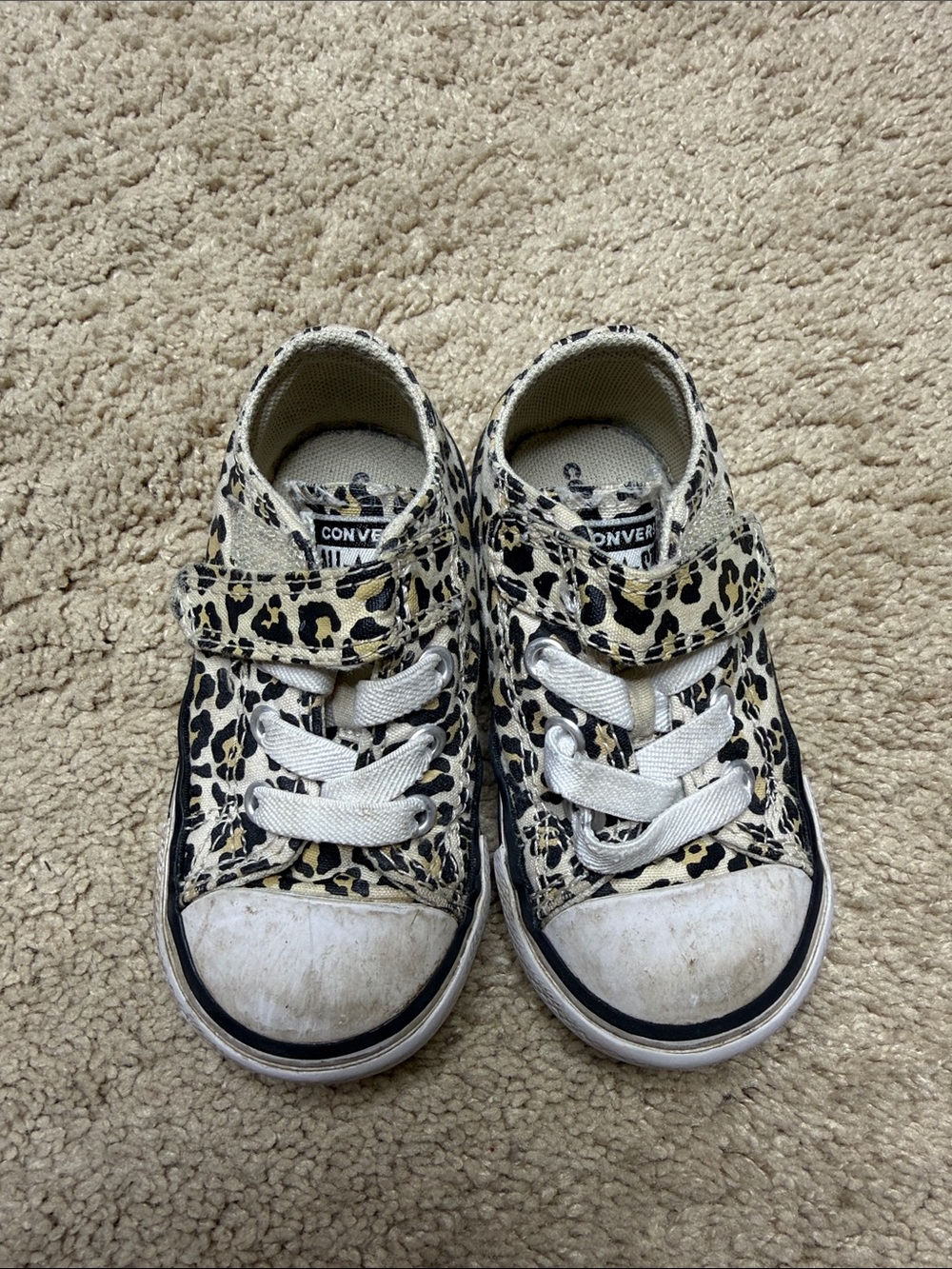 Converse Kids Leopard-Print Low Top Sneakers - Black, Tan, White
